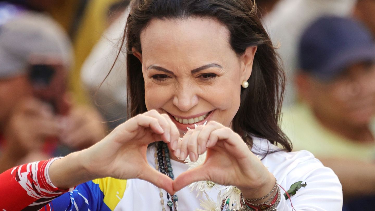 Die venezolanische Oppositionsführerin María Corina Machado. (Archivbild) Foto: Jesus Vargas/dpa