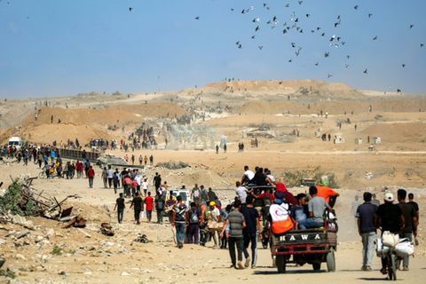 Kolonnen auf dem Weg in den Norden des Gazastreifens