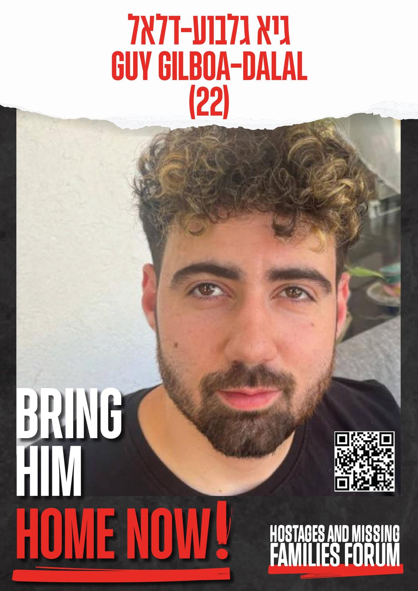 Guy Gilboa-Dalal Der inzwischen 24-Jährige wurde zusammen mit seinem besten Freund Evyatar David vom Nova-Festival verschleppt. Anfang des Jahres veröffentlichte die Hamas Aufnahmen, die zeigen, wie beide die Freilassung anderer Geiseln anschauen mussten und die israelische Regierung verzweifelt anflehen, auch für ihre Freilassung zu sorgen