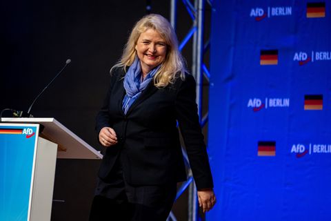 Die AfD-Landesvorsitzende Kristin Brinker war schon 2021 und 2023 Spitzenkandidatin für die Berlin-Wahl. Foto: Fabian Sommer/dpa