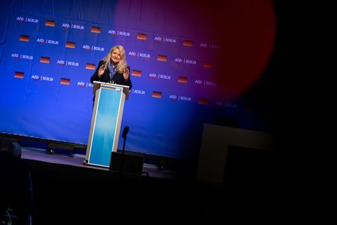Die AfD-Landesvorsitzende Kristin Brinker war schon 2021 und 2023 Spitzenkandidatin für die Berlin-Wahl. Foto: Fabian Sommer/dpa