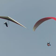 Ein Drachenflieger (links) hat in der Regel keinen Motor. (Symbolbild) Foto: Uwe Anspach/dpa