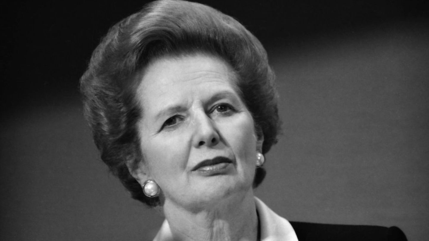 Margaret Thatcher, ehemalige britische Premierministerin, im Jahr 1990