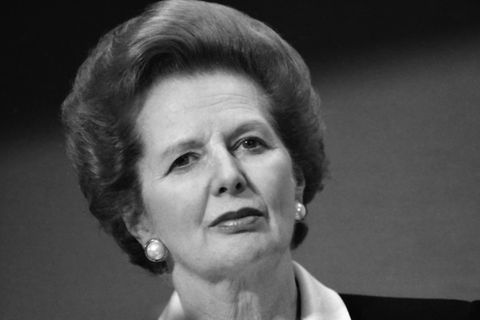 Margaret Thatcher, ehemalige britische Premierministerin, im Jahr 1990