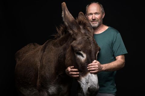 Schweiz: Portrait mit Mann und Esel