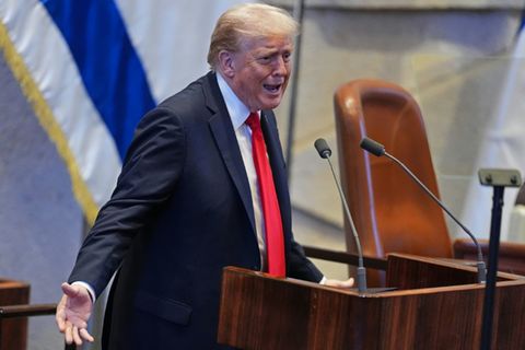 US-Präsident Trump am 13. Oktober vor der Knesset in Jerusalem