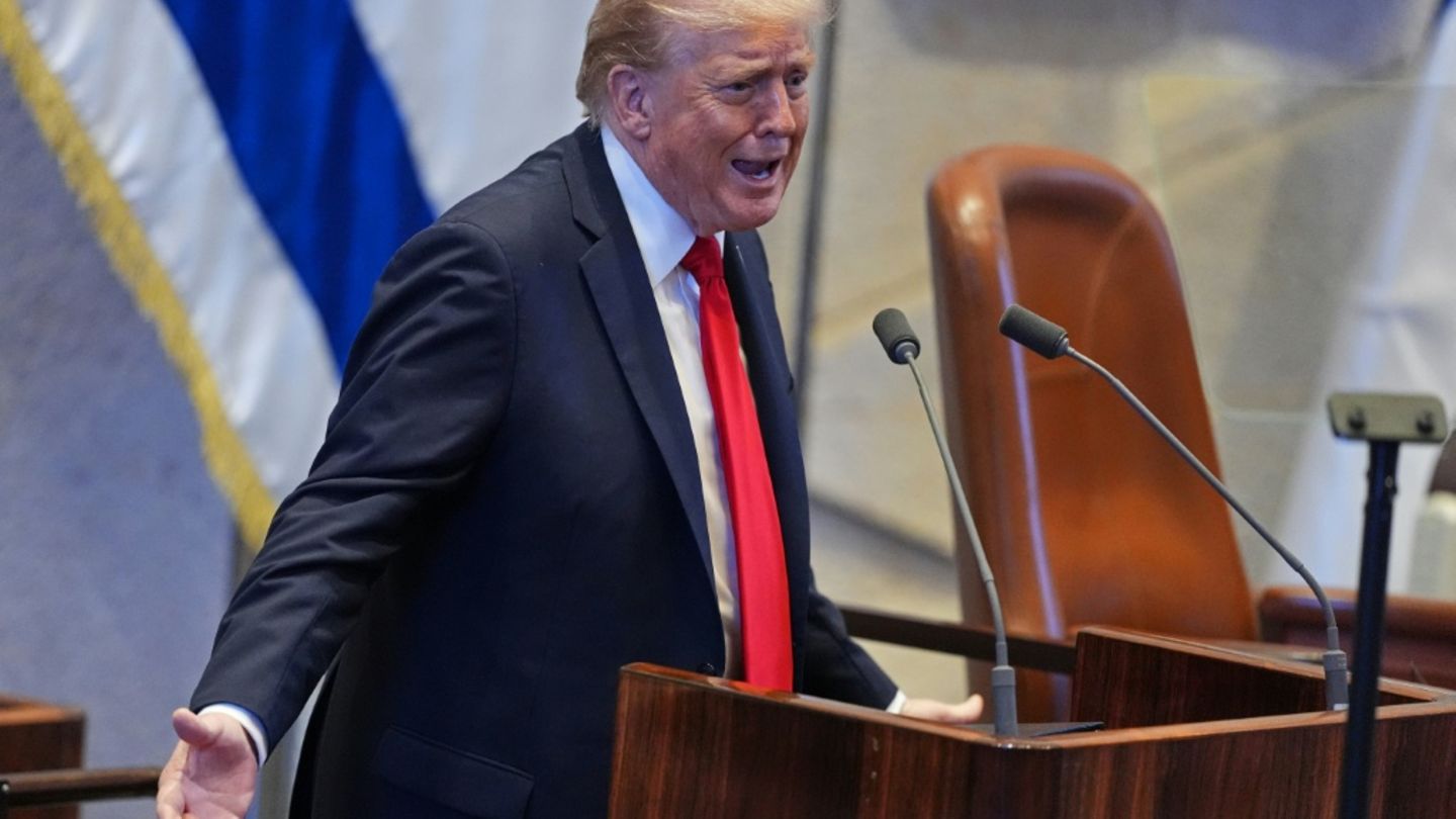 US-Präsident Trump am 13. Oktober vor der Knesset in Jerusalem