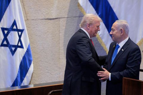 US-Präsident Trump und Israels Ministerpräsident Netanjahu in der Knesset