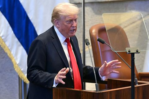 US-Präsident Trump am 13. Oktober vor der Knesset in Jerusalem