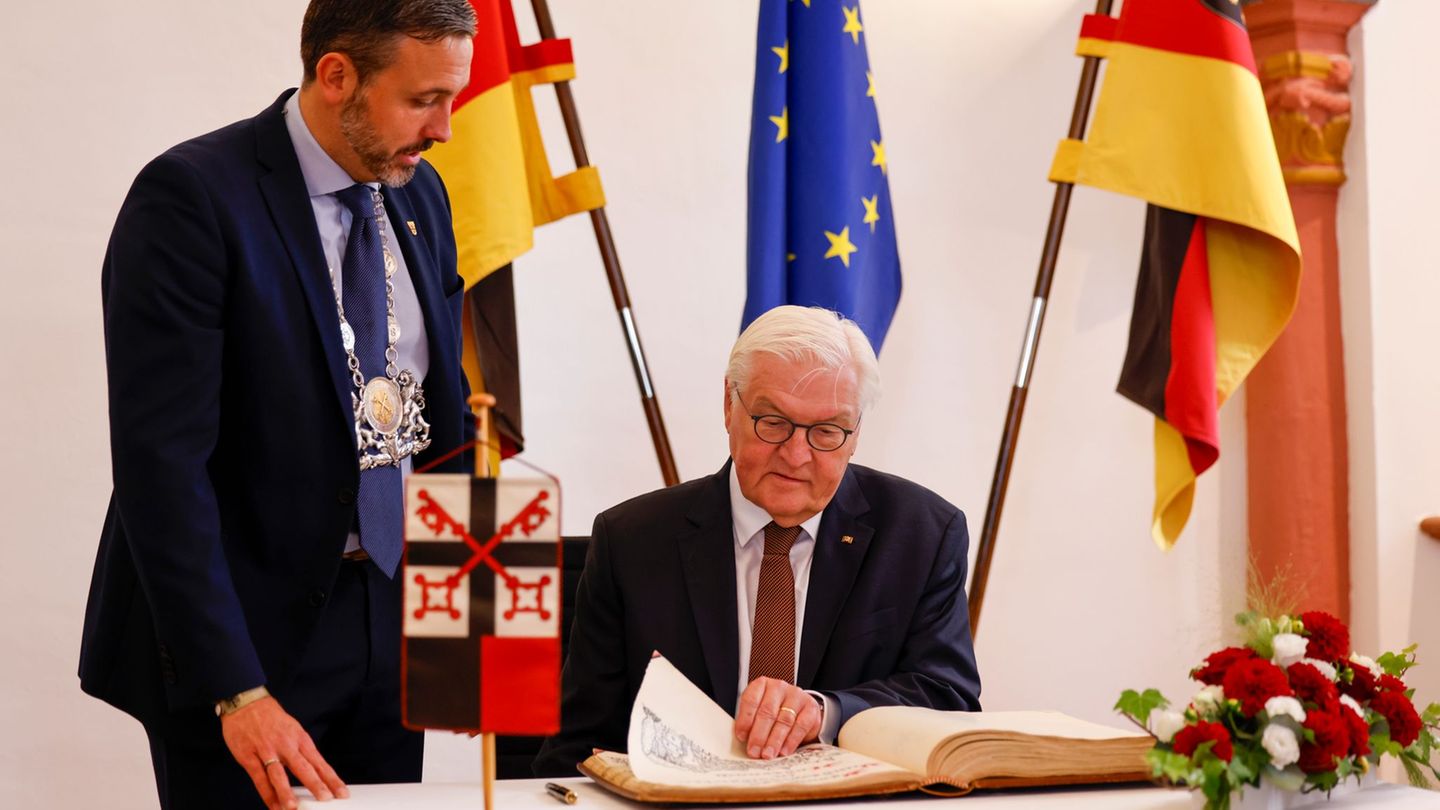 Steinmeier zeigte sich in Andernach erleichtert über die Freilassung der Geiseln. Foto: Thomas Banneyer/dpa
