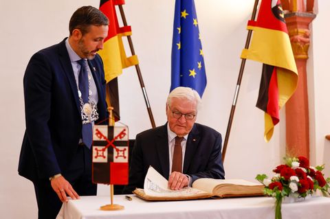 Steinmeier zeigte sich in Andernach erleichtert über die Freilassung der Geiseln. Foto: Thomas Banneyer/dpa