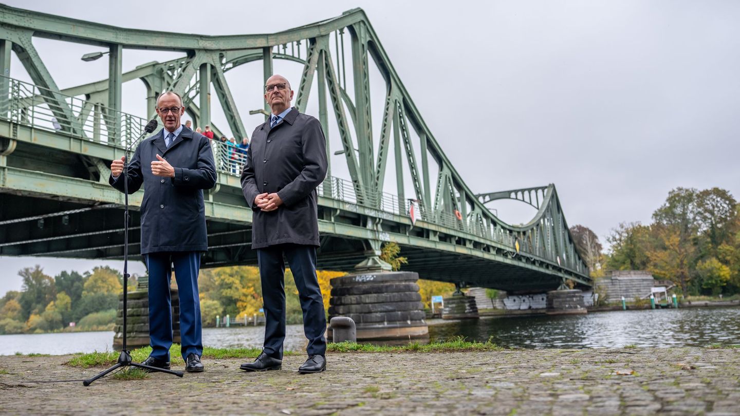 Kanzler Merz traf bei seinem offiziellen Antrittsbesuch in Brandenburg mit Ministerpräsident Dietmar Woidke (SPD) zusammen und m