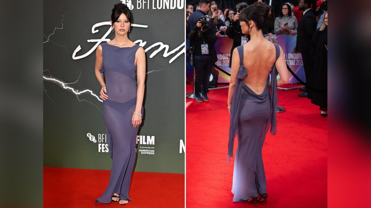 Mit diesem Look war Mia Goth die gesamte Aufmerksamkeit auf dem roten Teppich sicher.