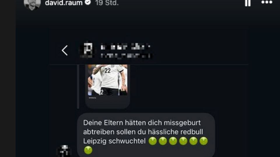 National player David Raum publishes hate messages