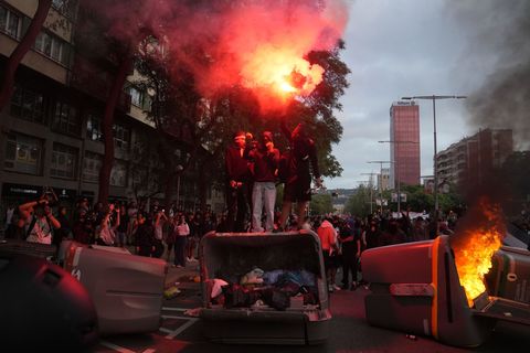 Vereinzelt kam es in Barcelona bei einer Demonstration gegen Israels militärisches Vorgehen im Gazastreifen zu Gewalt. Foto: Dav