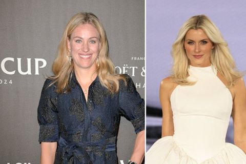 Blondschopf ersetzt Blondschopf: Angelique Kerber (l.) springt spontan für die verletzte Lena Gercke bei der "Promi Padel WM"