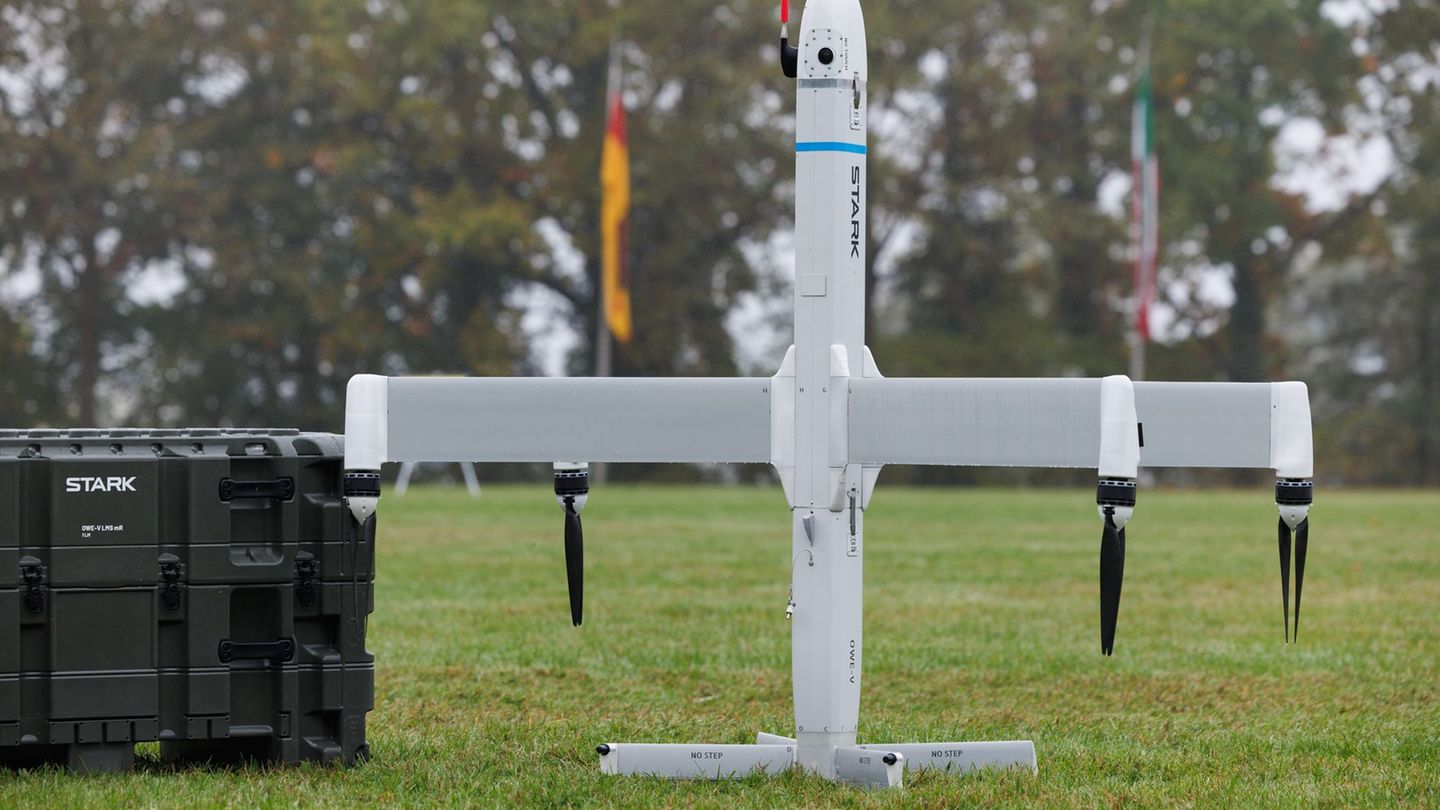 Loitering Munition Virtus von Stark Defence Foto: Friso Gentsch/dpa