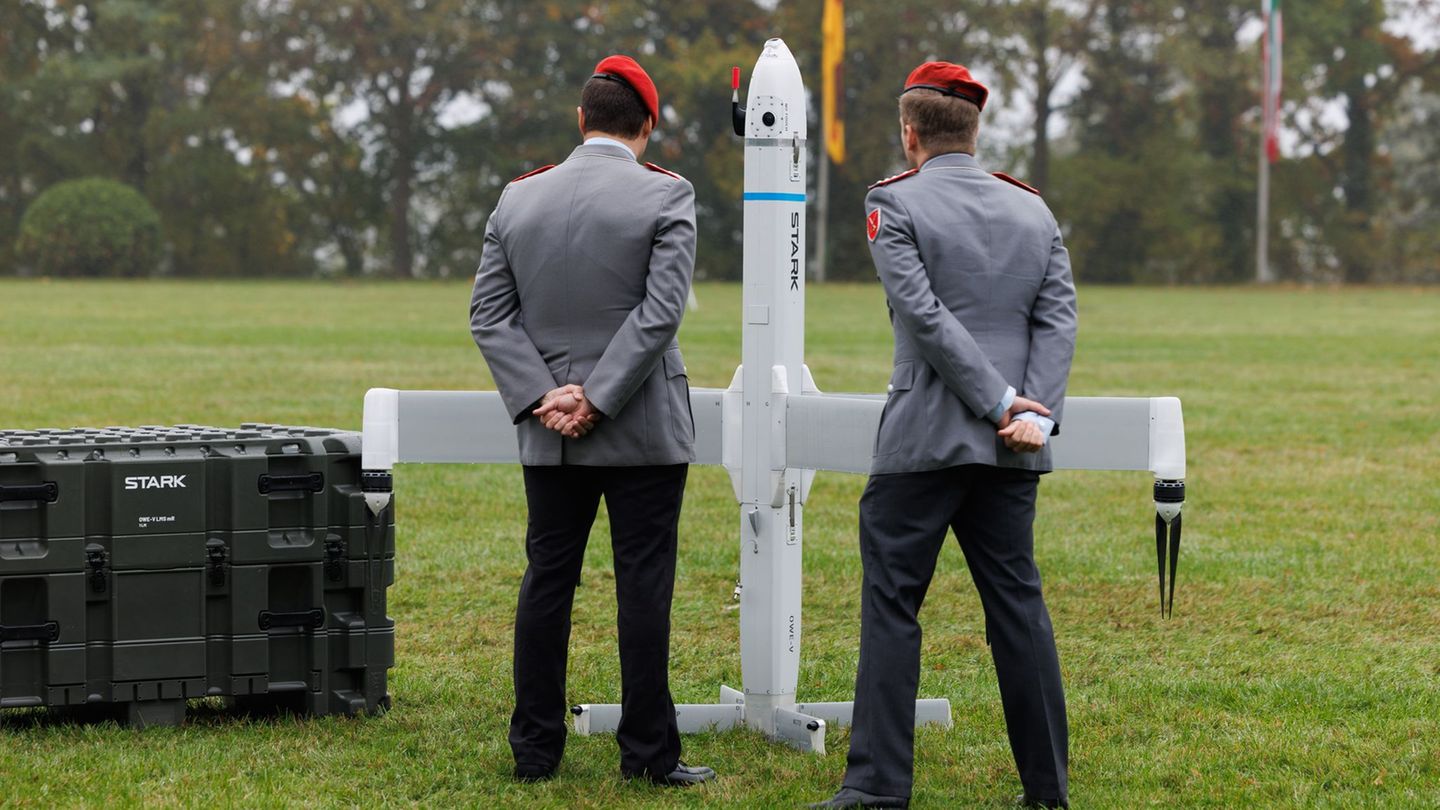 Loitering Munition Virtus von Stark Defence Foto: Friso Gentsch/dpa