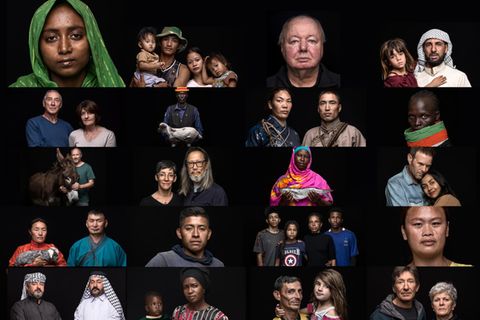 Collage der Opfer des Klimawandels im Portrait: Projekt Displaced