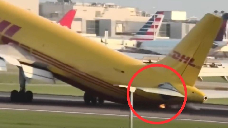 DHL-Flieger schlägt bei Landung mit dem Heck auf DHL-Flieger schlägt bei Landung mit dem Heck auf