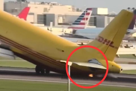 DHL-Flieger schlägt bei Landung mit dem Heck auf