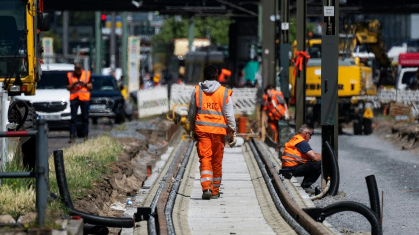 Straßenbahn-Baustelle in Berlin