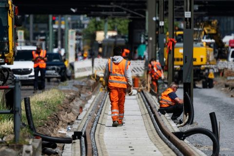 Straßenbahn-Baustelle in Berlin
