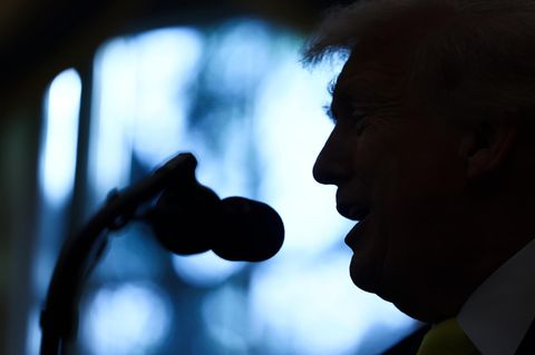 Donald Trump bei einer Pressekonferenz im Oval Office
