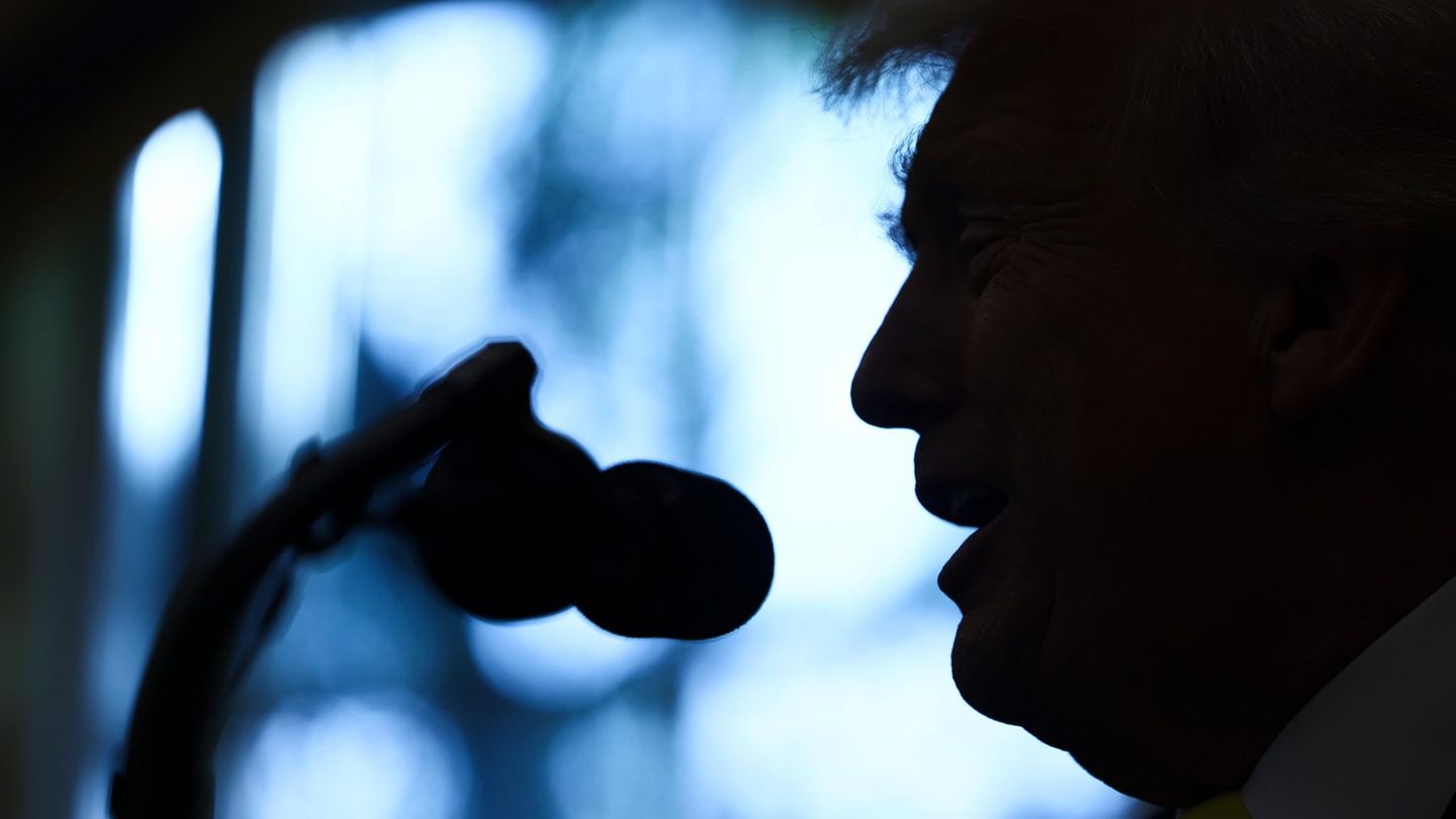 Donald Trump bei einer Pressekonferenz im Oval Office