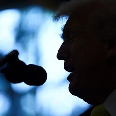 Donald Trump bei einer Pressekonferenz im Oval Office