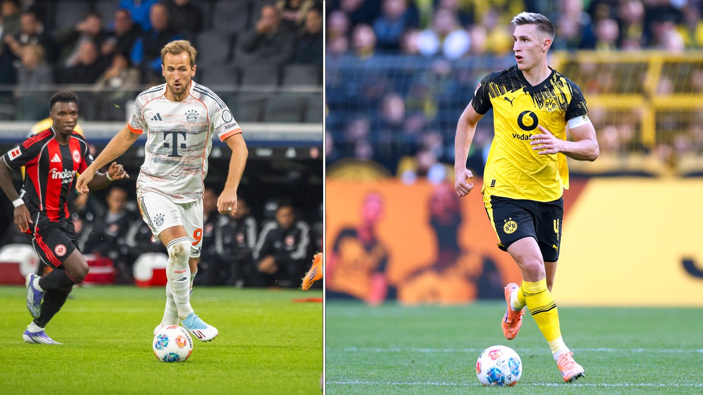 Harry Kane (l.) ist der Tor-Wunderwuzzi des FC Bayern. In zehn Pflichtspielen schoss er 18 Tore – eine sensationelle Quote. Ihn komplett aus dem Spiel zu nehmen, ist vielleicht unmöglich, BVB-Verteidiger Nico Schlotterbeck wird es als zentraler Mann in der Dreierkette trotzdem versuchen. Aber ohne Unterstützung aus dem defensiven Mittelfeld (Marcel Sabitzer und Felix Nmecha) wird er die Aufgabe kaum bewältigen