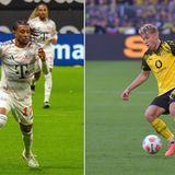 Bayern-Rechtsaußen Michael Olise (l.) zu stoppen, wird die Aufgabe von Daniel Svensson sein. Der schwedische Außenbahnspieler hat sich als Glücksgriff für den BVB erwiesen, seit er im vergangenen Winter zunächst auf Leihbasis nach Dortmund wechselte. Er ist aktuell Stammspieler. Vermutlich gilt auch in diesem Duell: Gänzlich ausschalten wird Svensson den schnellen Olise nicht, der bislang auf fünf Saisontore kommt