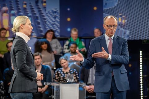 AfD-Chefin Weidel und Merz bei einer TV-Sendung vor der Bundestagswahl