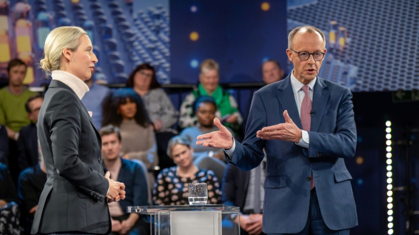 AfD-Chefin Weidel und Merz bei einer TV-Sendung vor der Bundestagswahl