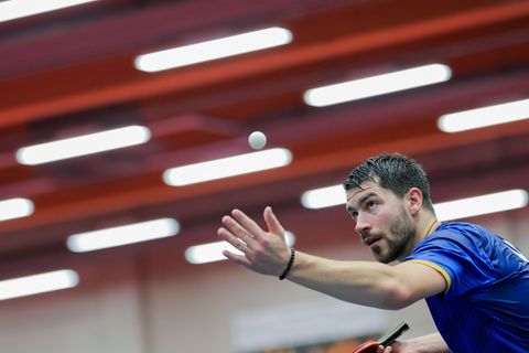 Im EM-Halbfinale: Patrick Franziska und die deutsche Tischtennis-Nationalmannschaft. Foto: Rolf Vennenbernd/dpa