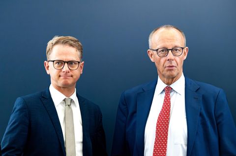 Carsten Linnemann und Friedrich Merz bei einem Termin im Konrad-Adenauer-Haus