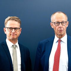 Carsten Linnemann und Friedrich Merz bei einem Termin im Konrad-Adenauer-Haus