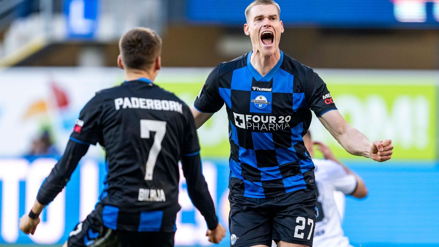 Paderborns Matchwinner Steffen Tigges. Foto: David Inderlied/dpa