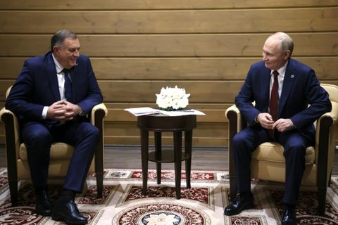 Milorad Dodik und Wladimir Putin bei einem Treffen Anfang Oktober