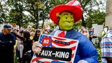 Ein Trump-Gegner im Shrek-Kostüm