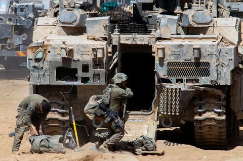 Israelische Soldaten auf einem Archivbild in der Nähe der Grenze zu Gaza