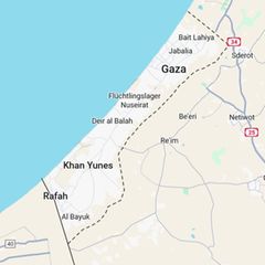 Die Stadt Rafah in Gaza auf einer Karte