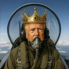 KI-Bild von Trump als König in einem Jet.