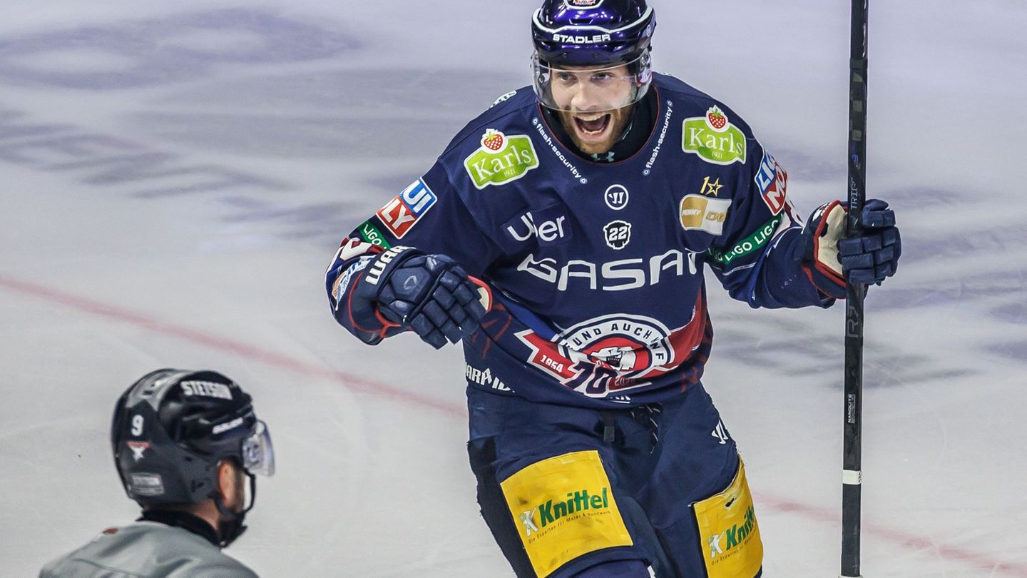 Angreifer Yannick Veilleux erzielte den ersten Treffer der Eisbären Berlin beim Auswärtssieg in Iserlohn. Foto: Andreas Gora/dpa