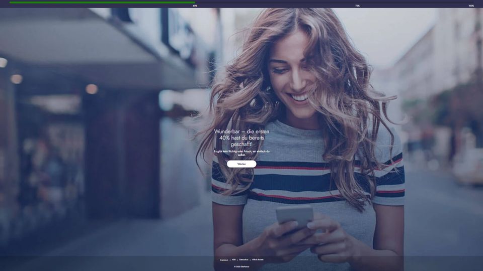 ElitePartner führt neue Mitglieder durch den ausführlichen Anmeldeprozess ElitePartner führt neue Mitglieder durch den ausführlichen Anmeldeprozess