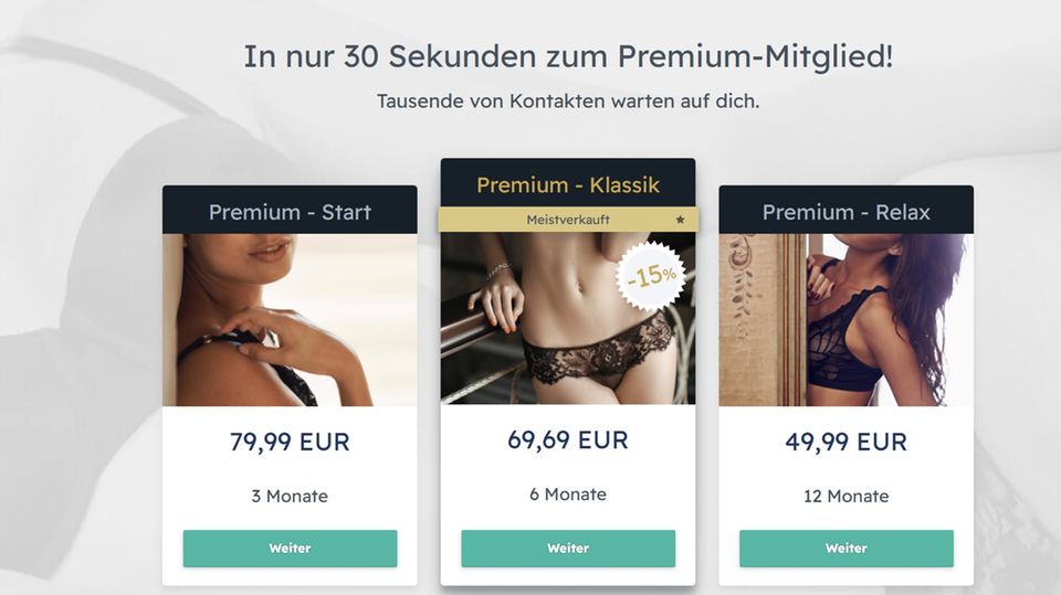 Die Aufforderung zum Abschluss einer Mitgliedschaft begleitet C-Date mit verführerischen Bildern Die Aufforderung zum Abschluss einer Mitgliedschaft begleitet C-Date mit verführerischen Bildern