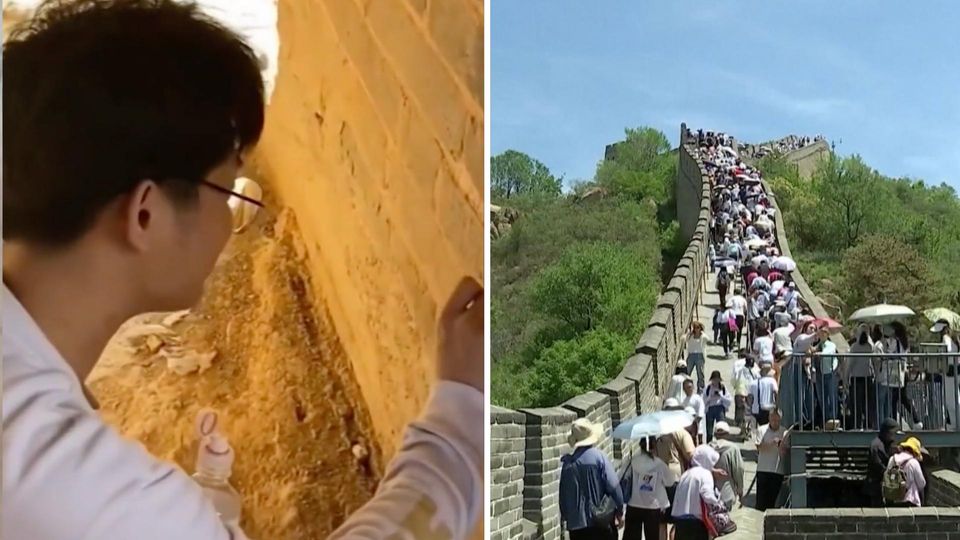 Touristen ritzen ihre Namen in Chinesische Mauer – und landen im Gefängnis Touristen ritzen ihre Namen in Chinesische Mauer