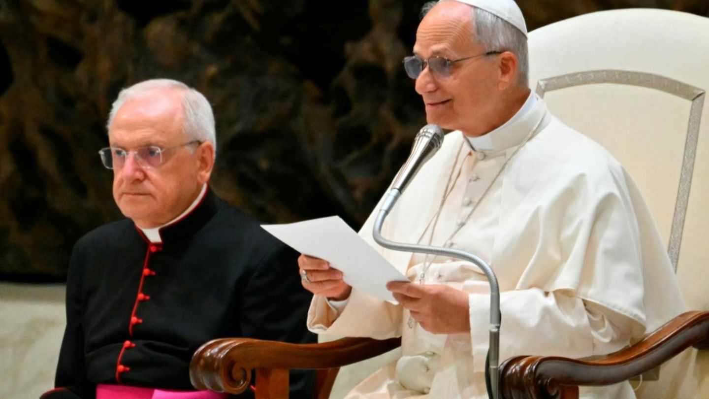 Papst Leo XIV bei einer Audienz mit Pilgern im Vatikan