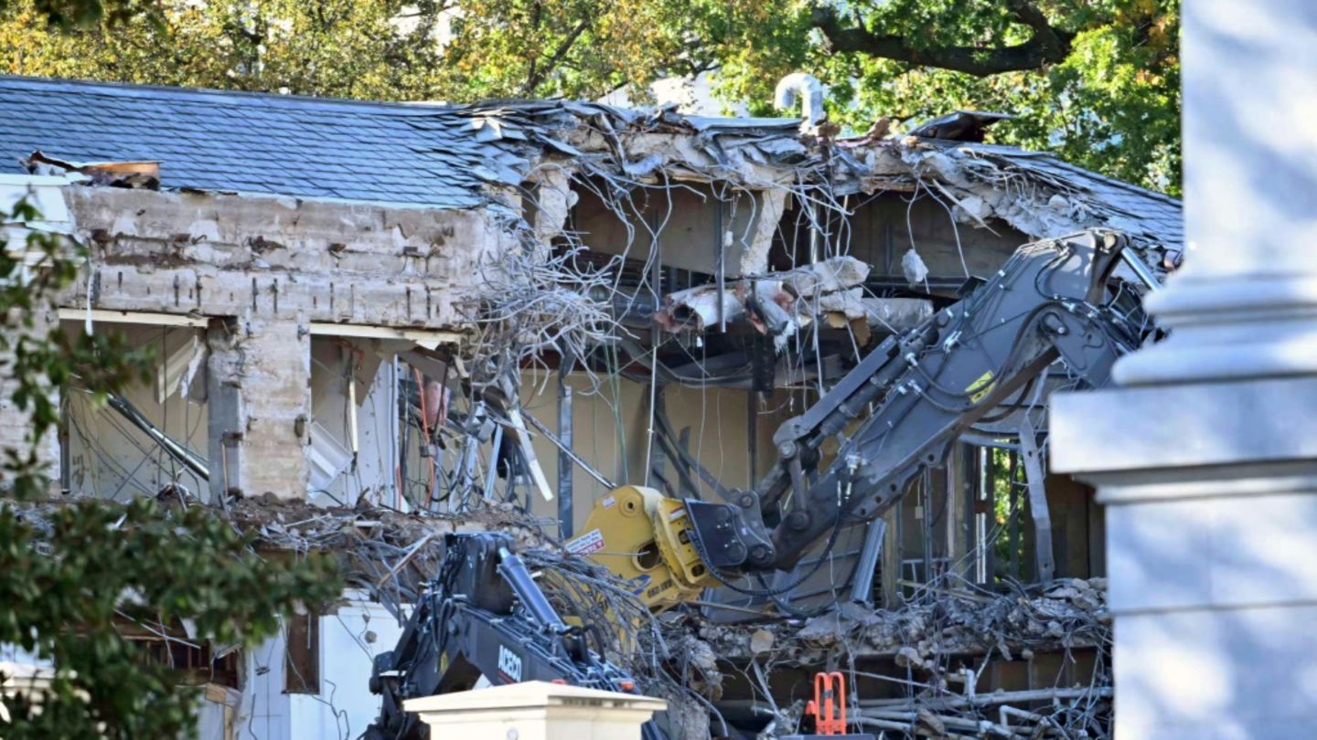 Arbeiten am Ostflügel des Weißen Hauses