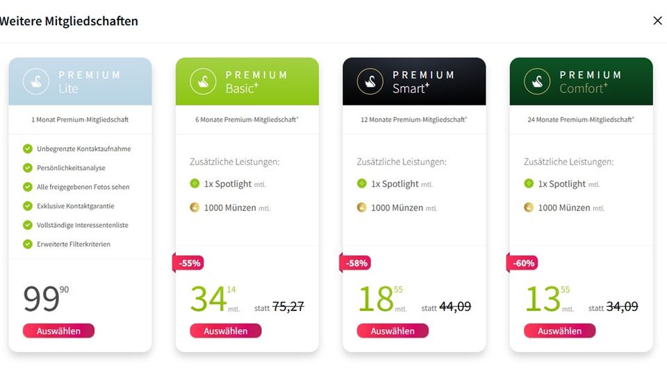 LemonSwan Singlebörse: Premium-Tarife LemonSwan Singlebörse: Premium-Tarife